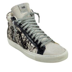 P448 High-Top Sneakers Womens Suede Leather Cow Print Casual Size 39/8.5